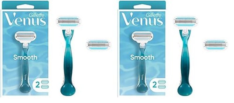 Gillette Venus Smooth Women's Razor - 1 handle + 2 refills (Pack of 2)