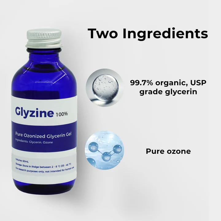 Glyzine Ozonized Glycerin - Deep Moisturizing Humectant for Face & Body | 2 oz | Anti-Aging & Acne Support