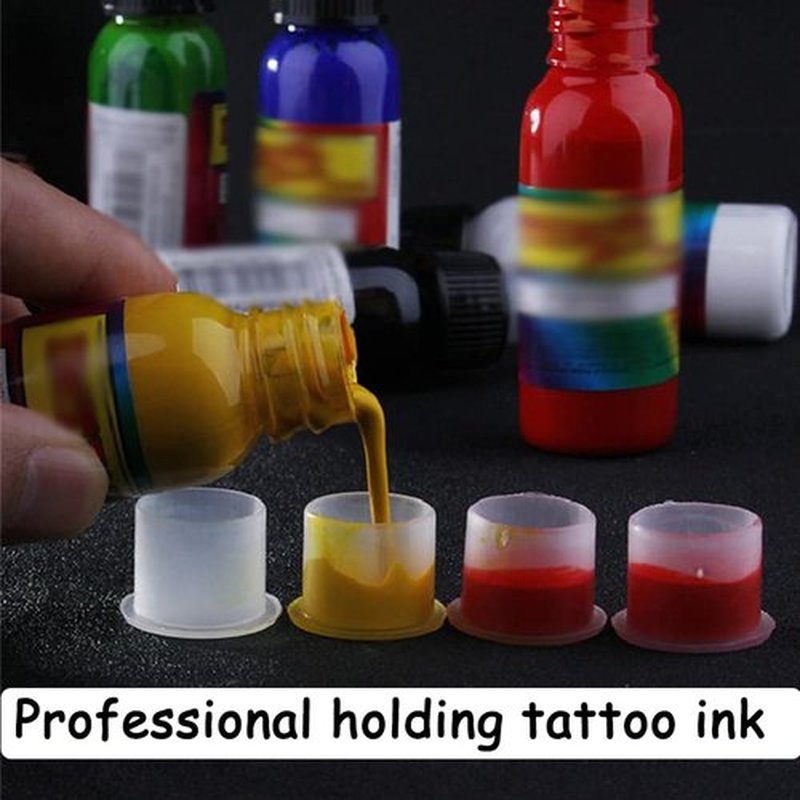 SOTICA 300PCS Tattoo Ink Caps with Base - Mixed Size Tattoo Ink Cups #11 Small #14 Medium #17 Large Pigment Caps for Tattoo Supplies Tattoo Ink