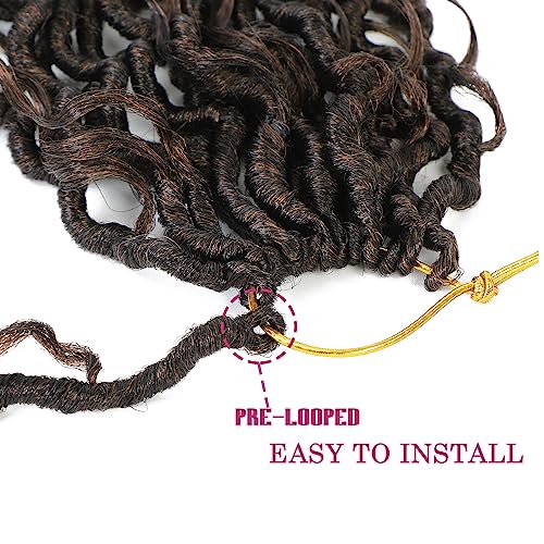 8 Packs Goddess Faux Locs Crochet Hair for Black Women, Goddess Locs Crochet Hair, Boho Style Locs, River Hair with Curly Ends (18Inch, T30#, 8Packs)