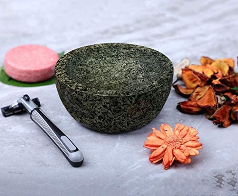 URBAN SOMBRERO ShayVe Shaving Bowl for Shaving Soap & Cream — Granite Shave Bowl For Shaving Soap & Cream — Exquisite Heat Insulated Wet Shaving Kit Addition (Green Granite)