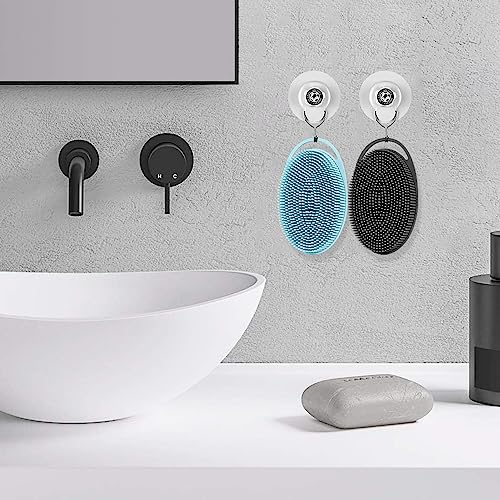 3 PCS Soft Silicone Body Scrubber,Silicone Body Shower,Silicone Loofah 2 in 4 Bath and Shampoo Brush, Body Scrubber Shower Cleaning Exfoliating Use,Lather Well, Black,Pink,Blue