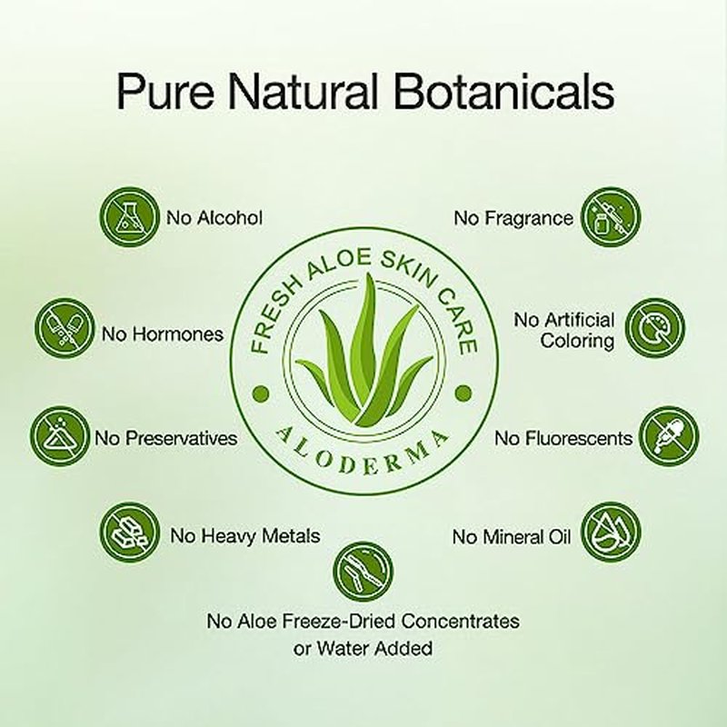 Aloderma 99% Organic Aloe Vera Gel Made within 12 Hours of Harvest, Refreshing Travel Size Aloe Vera Gel for Face & Body, Cooling, Soothing Instant Relief for Skin & Sunburn, Hydrating Aloe Gel, 1.5oz