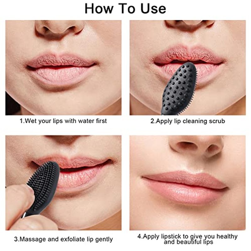 10 Pcs Lip Scrub Brush, Ooloveminso Silicone Lip Scrubber Exfoliator Tool, Soft Double-Side Lip Brush Exfoliating for Dark Lips, Lip Care and Beauty-Green