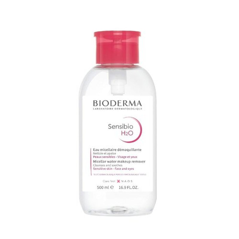 Bioderma - Sensibio H2O PUMP - Micellar Water - Cleansing and Make-Up Removing – Refreshing feeling – for Sensitive Skin, 16.9 Fl Oz (Pack of 1)