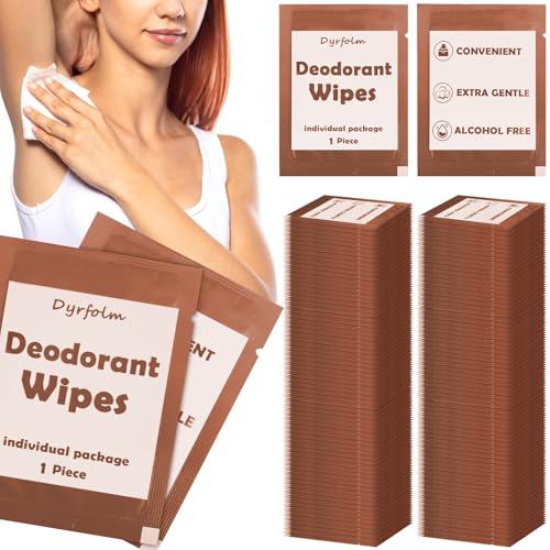Dyrfolm 200 Pcs Underarm Deodorant Wipes,Travel Deodorant Wipes,Individually Wrapped Antiperspirant Wipes,Sweat Body Wipes for Women Men Adults Sports Travel Essentials (Brown, 1 Count (Pack of 1))