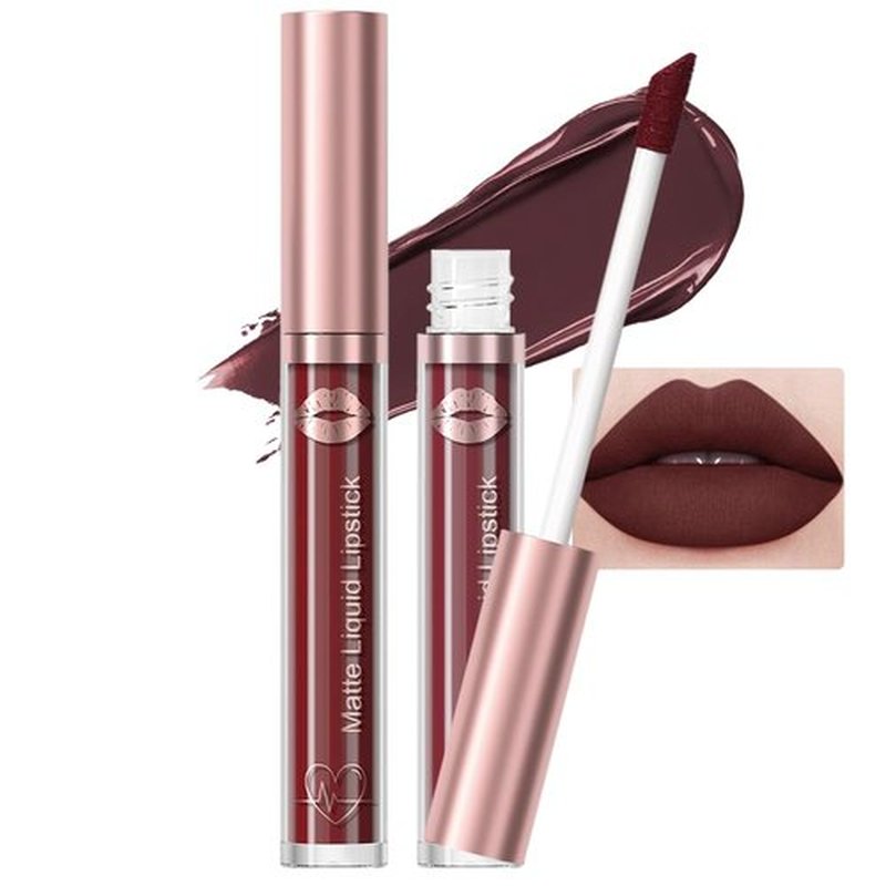 JUAAZIN Dark Sienna Matte Liquid Lipstick, With Highly Pigmented and Rich Colors Lip Gloss, Long-Lasting Wear Non-Stick Cup Not Fade Waterproof Lipstick Makeup for Women(Dark Sienna 18#)