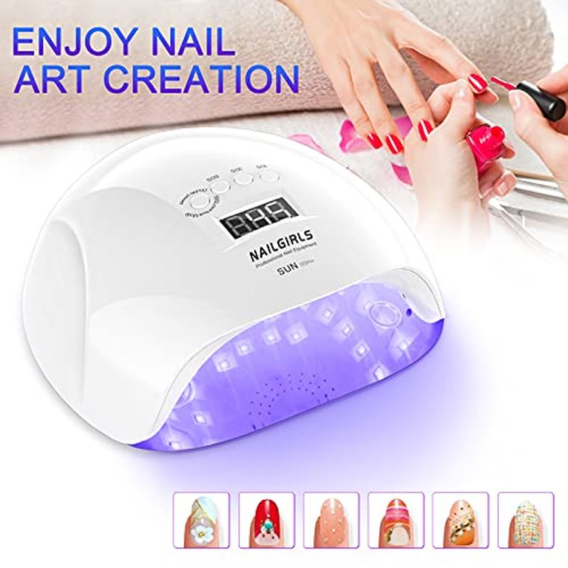 NAILGIRLS UV LED Nail Lamp, 150W Fast Curing UV Light for Gel Nail, Professional UV Nail Lamp 4 Timer Setting with Automatic Sensor, Nail Dryer with 36pcs Lamp Beads for Home, Salon, White