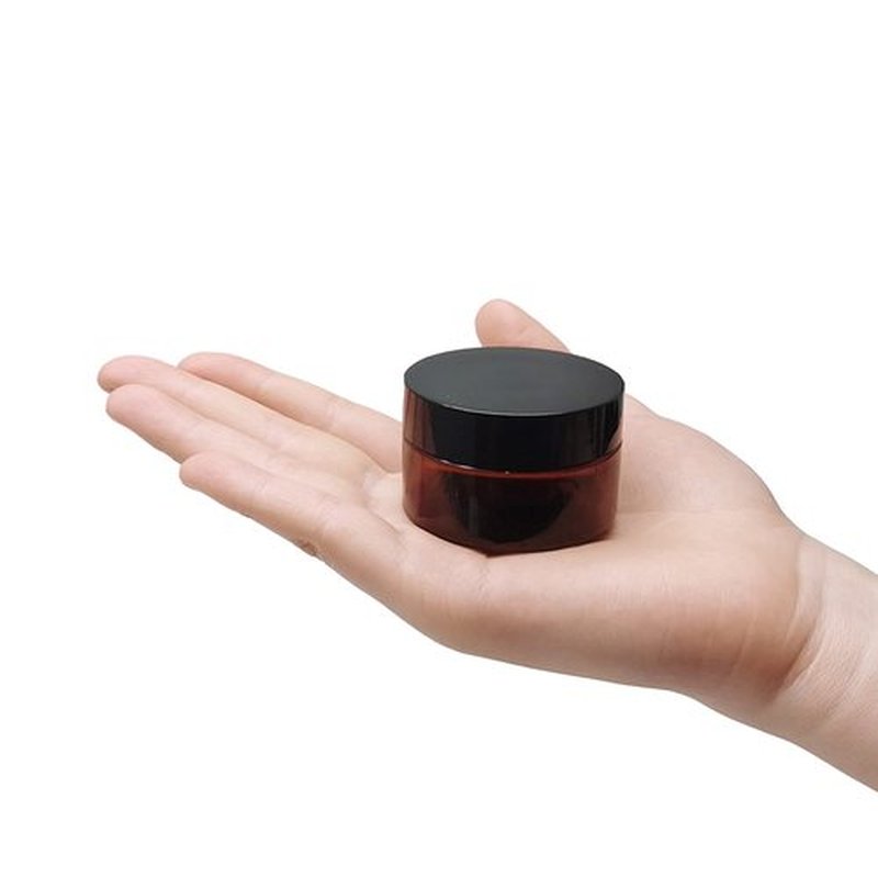 1 oz Amber Plastic Cosmetic Jars Leak Proof Container with Black Lid for Cream, Lotion, Powder, ointment, Beauty Products etc, 12 Pcs.