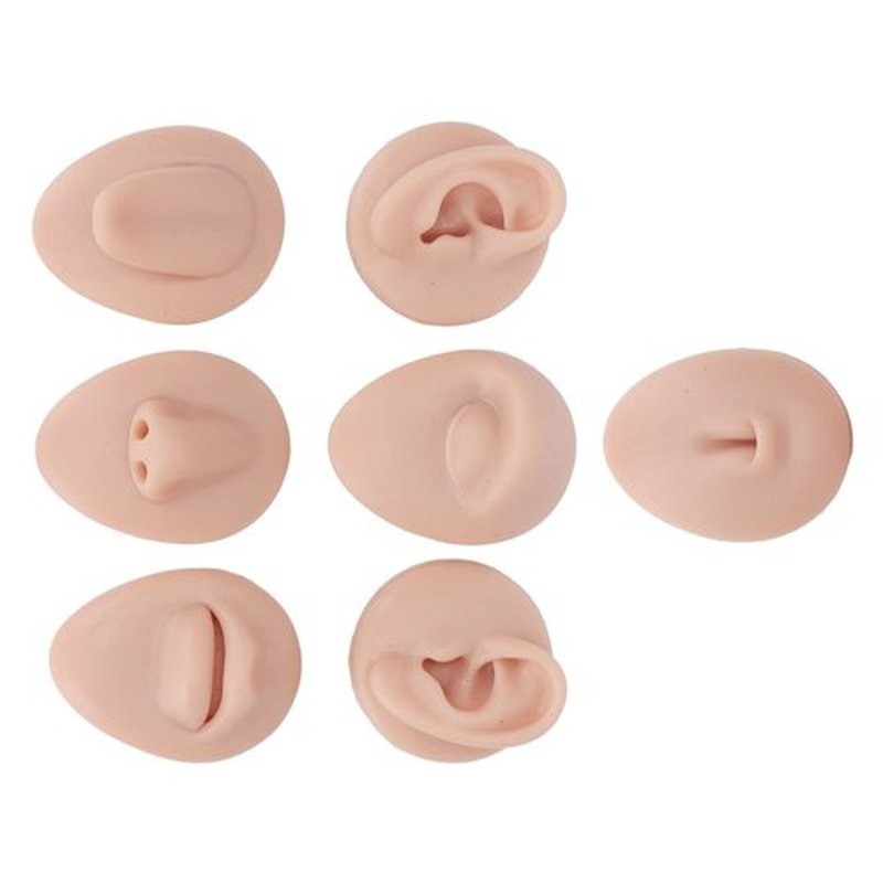 Body Piercing Practice Model Easy to Operate Mouth Navel Ear Model Simulation Silicone for Beginner (Medium Skin Color)