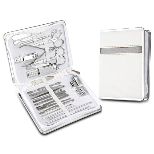Nail Clippers Set 26 Piece Set Stainless Steel Nail Clippers Set Household Nail Cutter Suit with Box Trimmer Grooming Manicure Pedicure Nail Tools Pedicure Tools for Feet(White)