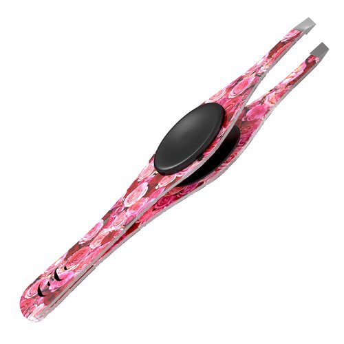 Slanted Professional Tweezers for Eyebrows & Plucking – Precision Tweezers for Women Facial Hair Removal, Ingrown Hairs, Men Grooming Kit – Sharp Tweezer has Silicone Grip by CoCo’s Closet, Pink Rose