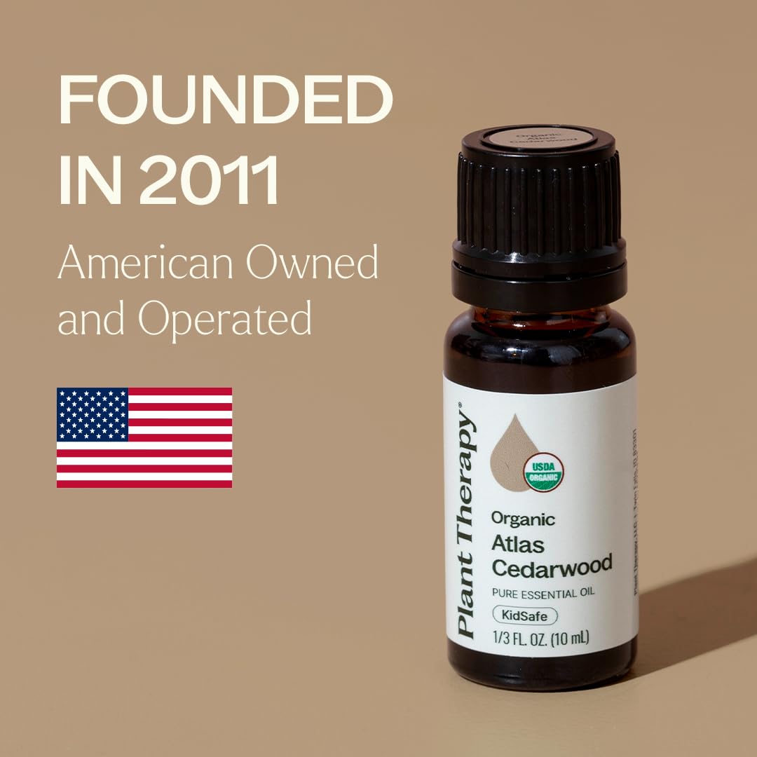 Plant Therapy Atlas Cedarwood Essential Oil 10 mL USDA Certified Organic