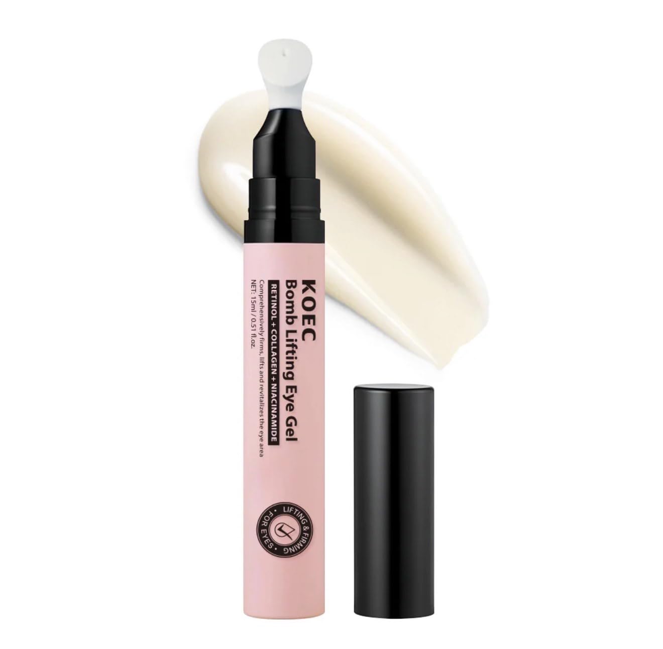BEAUTIVANA KOEC Bomb Lifting Eye Gel with Retinol, Collagen Extract, Niacinamide, Mentha Arvensis Leaf, Anti-Aging Under Eye Treatment for Dark Circles and Fine Lines