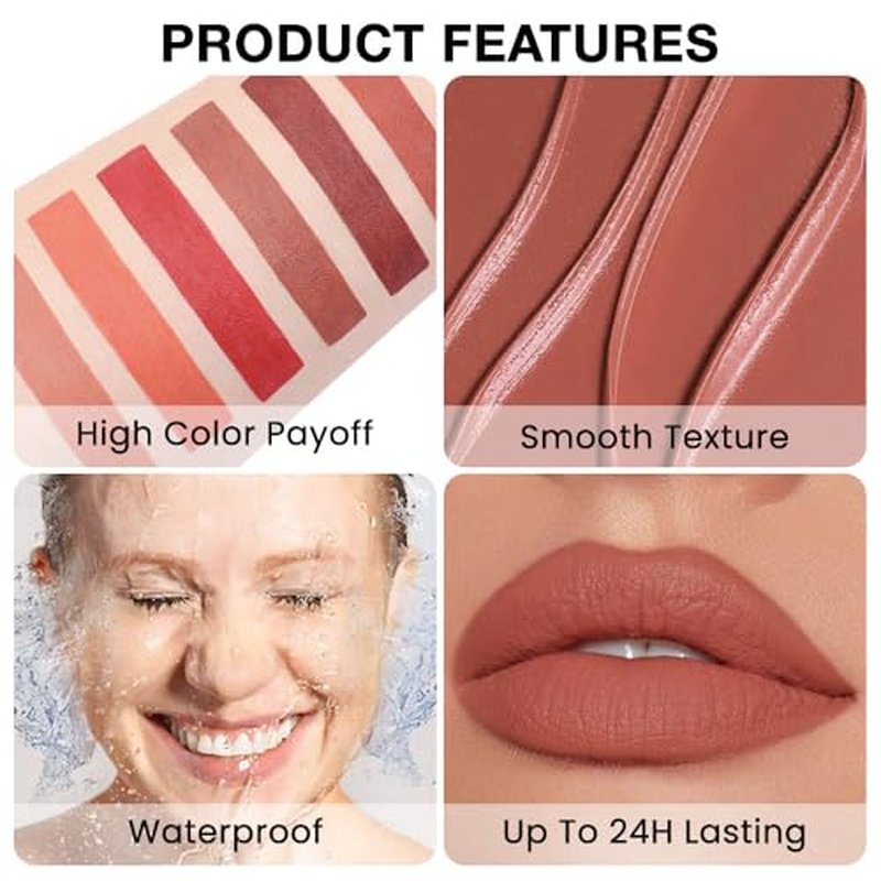 lip liner pencils, Modern Classic Lip Liner, Lip Liner Pigmented Vegan Matte, Lasting Finish Lip Liner, Luxurious Creamy Long Lasting Lip Liner, Prevents Feathering and Fading (12#Bean Paste, 1)