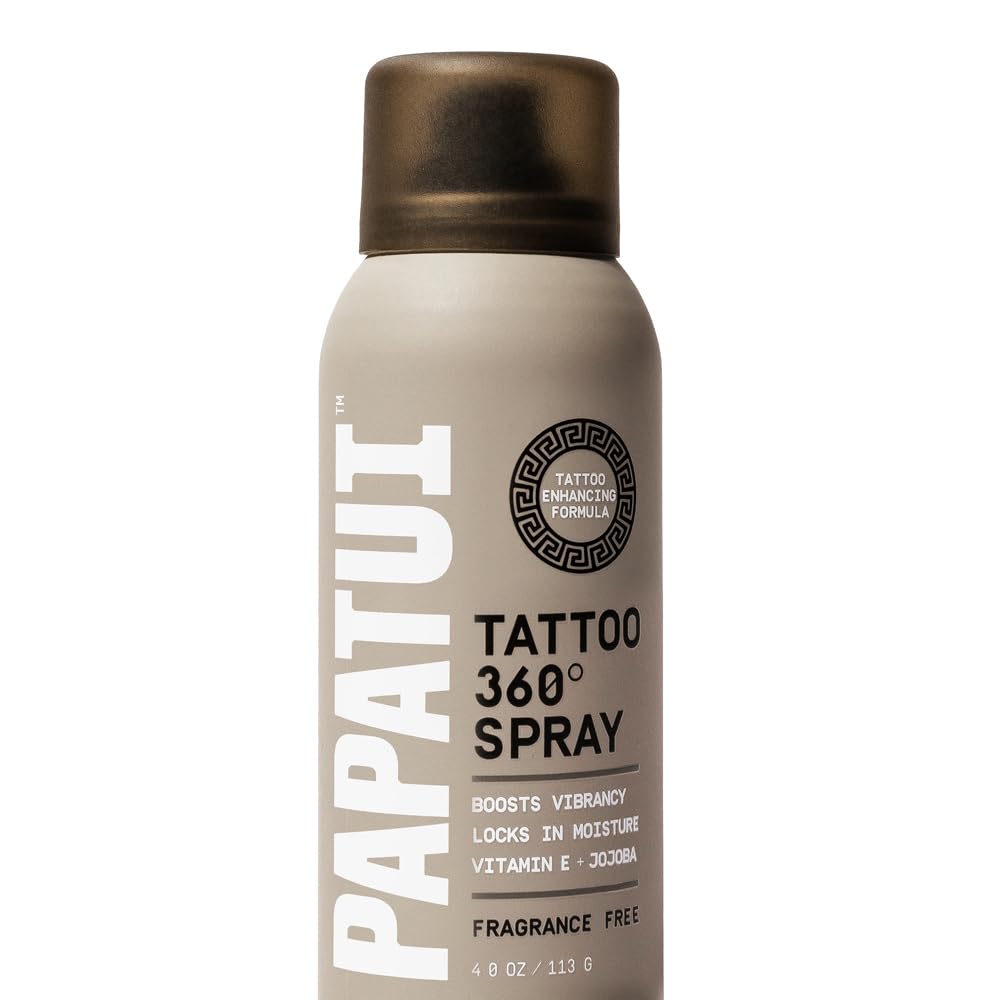 PAPATUI by Dwayne Johnson Tattoo Enhancing Spray | Revitalize, Protect and Brighten Tattoos | Non-Greasy, Fast-Absorbing Formula | Made with Vitamin E | Fragrance-Free | 4oz