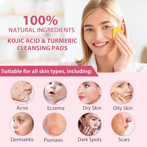 newseel Turmeric Cleansing Pads for Dark Spots,Turmeric Cleansing Pads for face,Turmeric Face Scrub Pads,Turmeric Pads for Face Cleansing and Exfoliation (40 PCS)