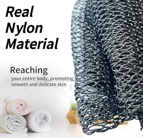 SPMKTBOZAI African Net Sponge Authentic, African Exfoliating Sponge Real African Net Black Owned, African Bath Sponge Back Scrubber, Body Exfoliator Shower Bath Accessories (Black)