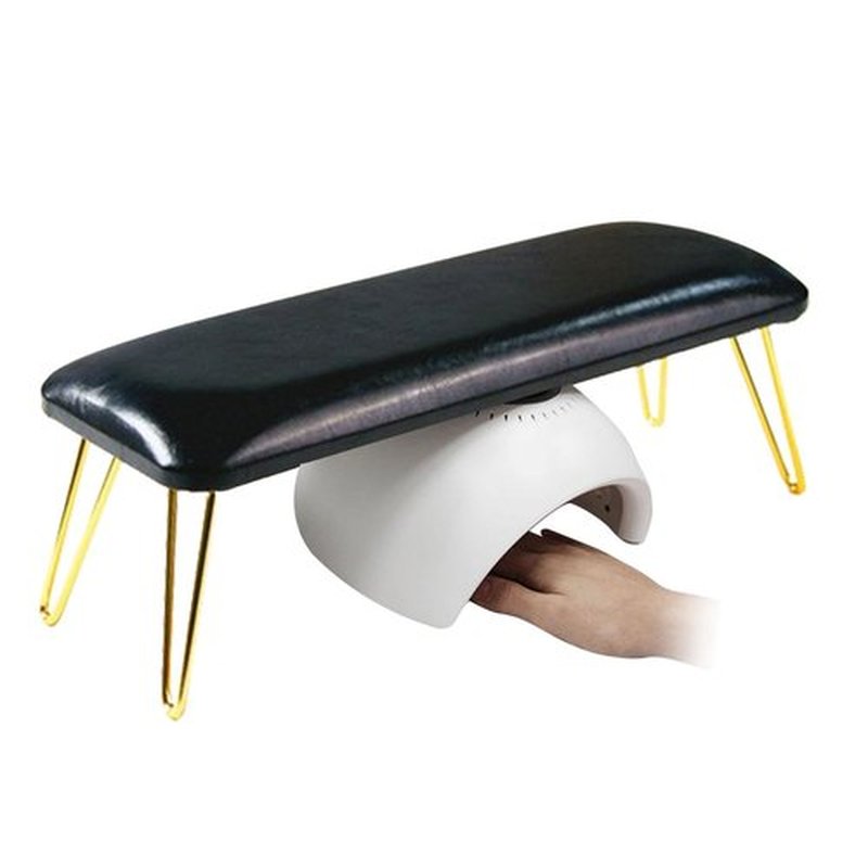Milageto Nail Table Mat,Nail Pillow Hand Rest,Nail Art Accessories Tool,Non Slip,Manicure Nail Rest,Nail Arm Rest for Nail Techs Use, Black and gold