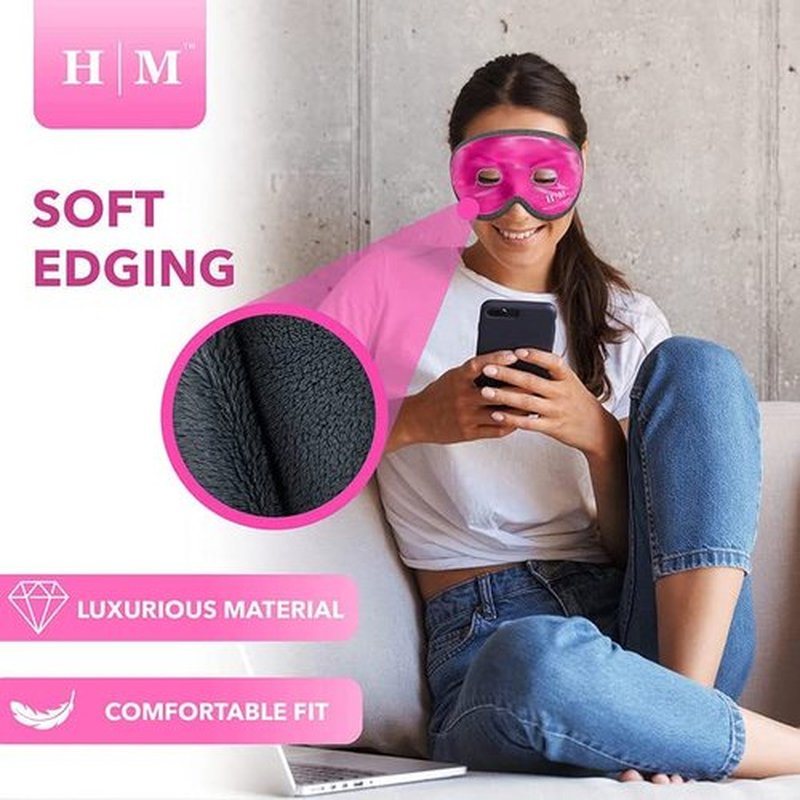 Cooling Eye Mask -HM Mask- Reusable Gel Eye Mask Cold Pack -Our Ice Eye Mask Soothes Puffy Eyes, Dark Circles & Hangovers- Relieve Your Headaches & Sinus Pain With Cold Eye Mask & Eye Gel Mask Therapy