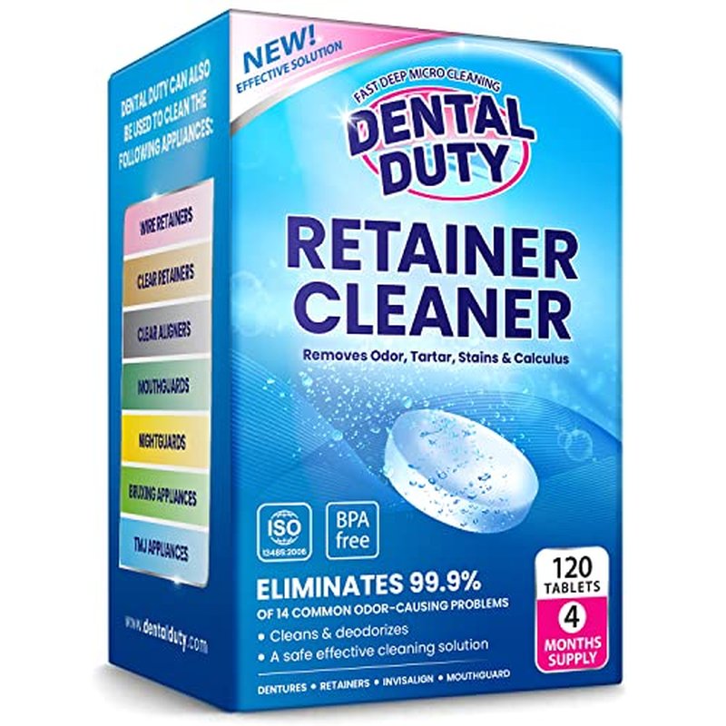 60 untis Retainer Cleaner and Denture Cleaning Tablets - Mouthguard Cleaner and Denture Cleaner Tablets Remove Plaque, Odors and Stains from Aligners, Night Guard and Removable Dental Appliances