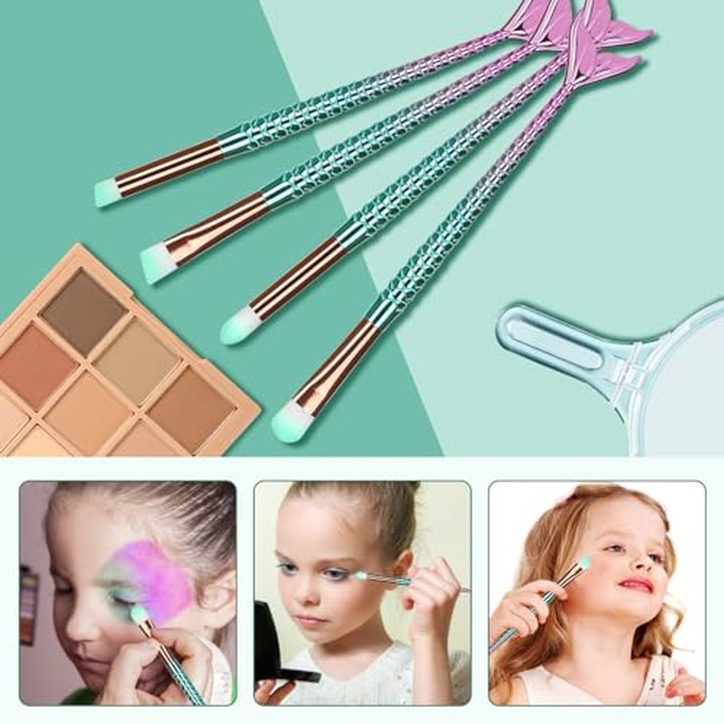 SQULIGT Makeup Brushes for Girls, 10 Pcs Princess Makeup Brushes Set Foundation Eyebrow Eyeliner Blush Cosmetic Concealer Brushes Women Teen Girl Stuff Kids Cute Make Up Tool Set
