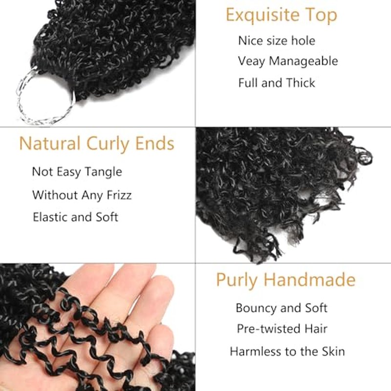 200 Strands Pre-looped Yanky Twist Crochet Hair 8 Packs Pre-twisted Curly Crochet Braids 10 Inch Short Brown Blonde Ombre Bohemian Yanky Twist Hair Crochet Braiding Hair Extensions for Women T1 30 27