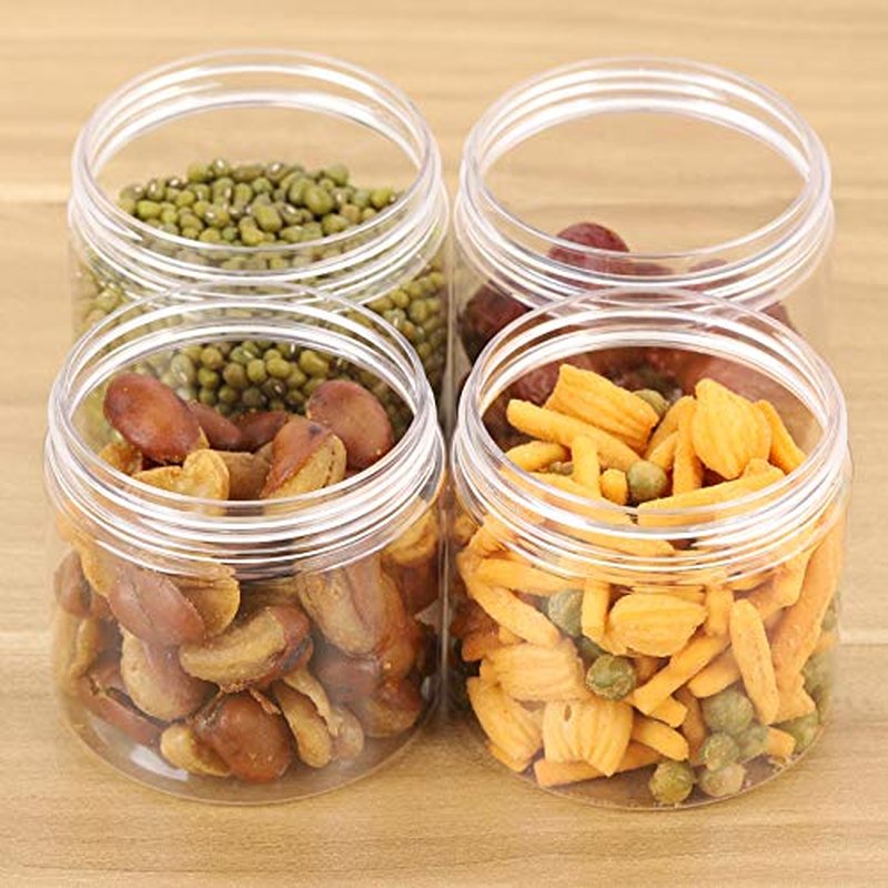 Tecbeauty 12-Pack 180ml Clear Plastic Jars with Lids Refillable Empty Round Containers for Beauty Product, Cream, Lotion, Slime, Gold
