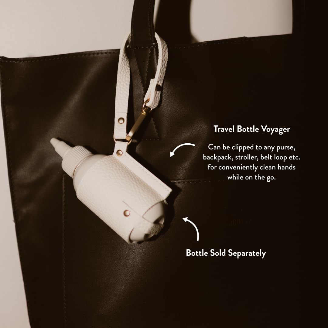PAUME Sanitize On The Go Duo, 3 oz Moisturizing Antibacterial Hand Gel and Voyager Vegan-Leather Pouch, Refillable, Travel Essentials Set, Moisturizing, No Artificial Fragrances