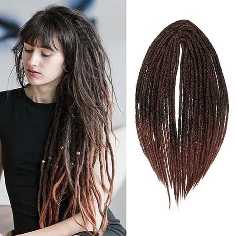 20 Inch Thin 0.6cm Dreadlock Extensions Soft Handmade Synthetic Dreads SE Dreads Locs Extension 1B/30# 20 Strands/Pack