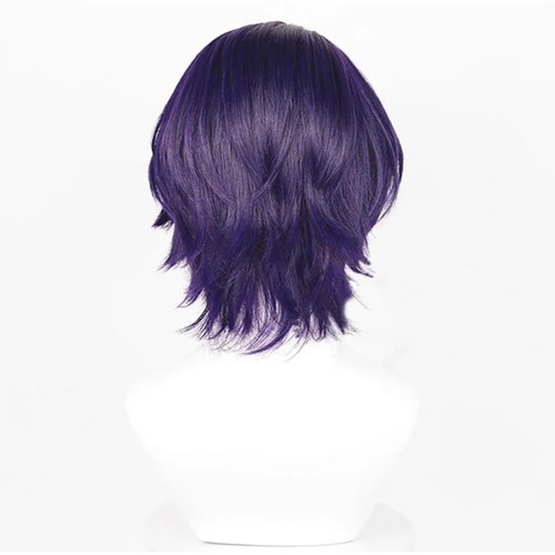 Gorgewg for Starail Star Rail Dr. Ratio Cosplay Wig HSR 33cm Short Purple Side Part Layered Roleplay Costume Wigs Synthetic Hair Men