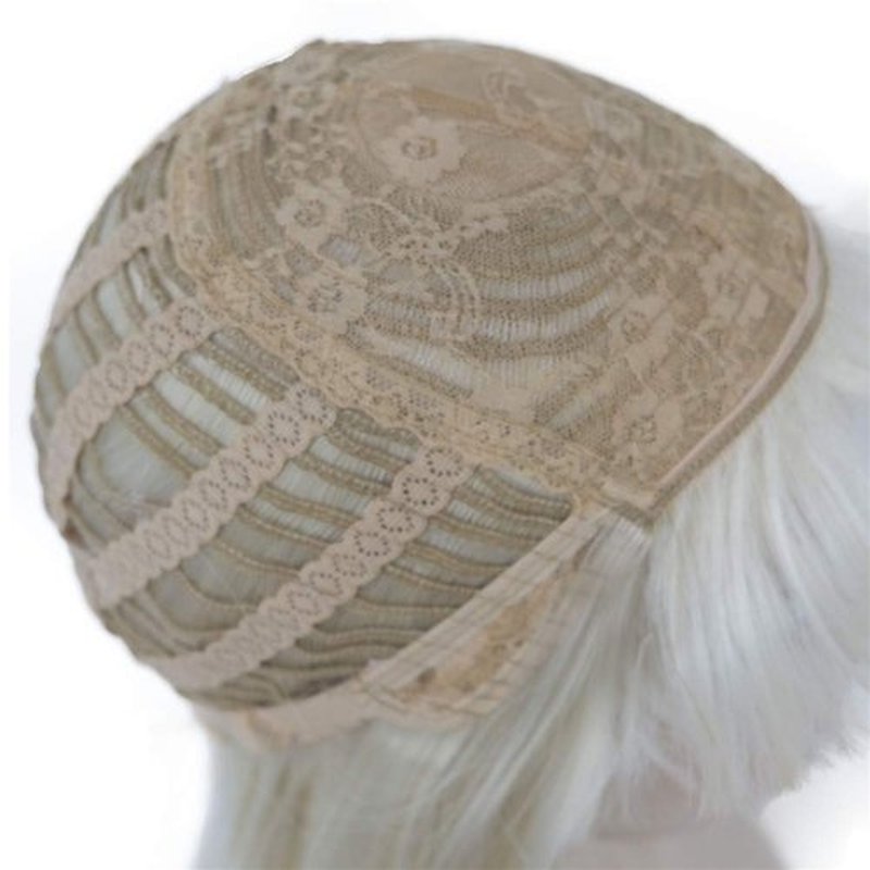 Aimole Short Straight Bob Wig Cute Flat Bangs Synthetic Full Women Wigs (614-Pale Blonde)
