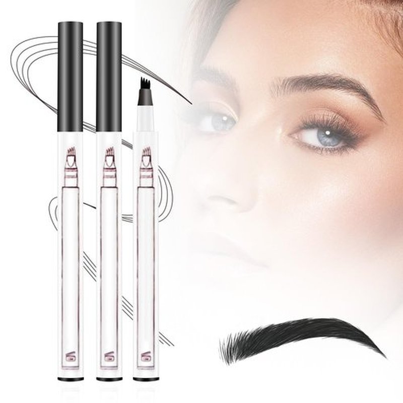 2PCS 3D Microblading Pen, 2024 New Waterproof Microblading Eyebrow Pencil Contouring Pen with 4 Tip Eye Brow Pen, Natural Makeup Fine Stroke Magic Eyebrow Pencil Stay on All Day (Black)