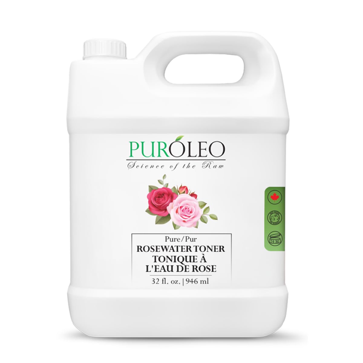 PUROLEO Rose Water 32 Fl Oz/946 ML (Packed in Canada) Pure & Natural Skin Care Setting Spray and Toner - Premium and Luxury Self Care with Rosewater for Face, Makeup Setting Spray, and Facial Mist