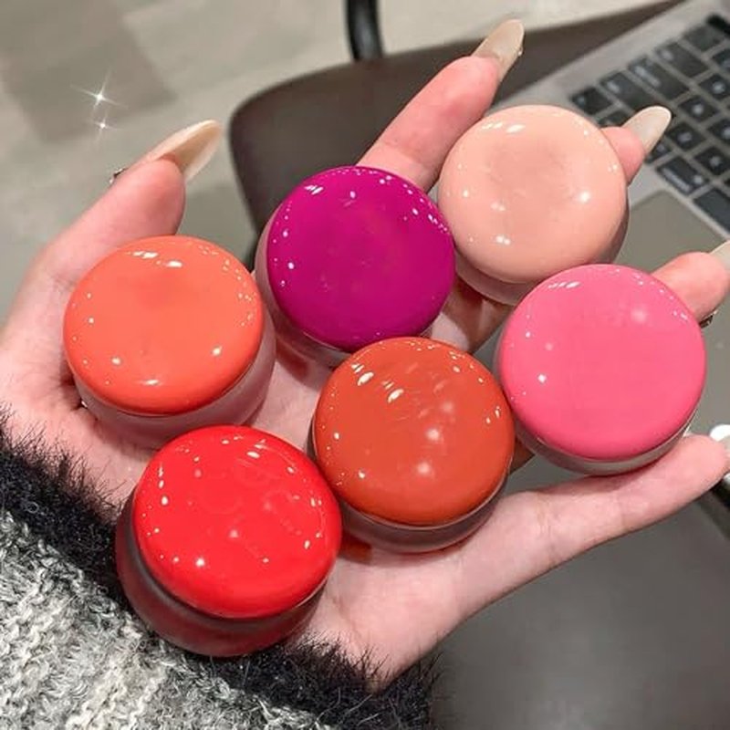 Korean Pudding Pot Blush-Lip Pudding Pot, Lip&Cheek Blurry Pudding Pot-5g, Pudding Pot Lip Tints, Buildable Lightweight, Multi-Use Soft Matte Finish Makeup Blush, Waterproof (01+02)