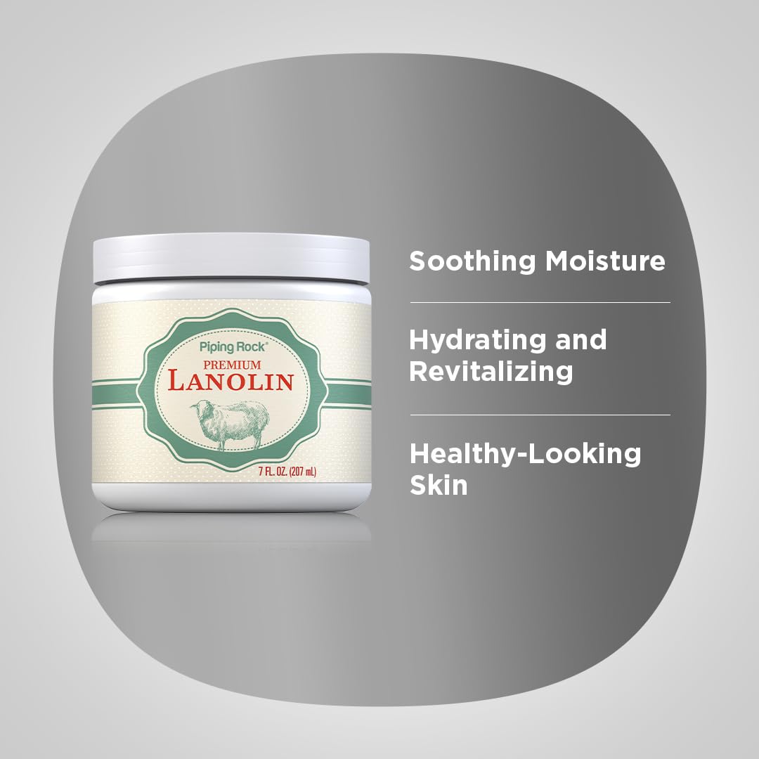 Piping Rock Lanolin Nipple Cream | 7 fl oz | Moisturizing & Soothing Balm for Skin, Face, and Body | Non-GMO, Free of Parabens, SLS & Fragrances