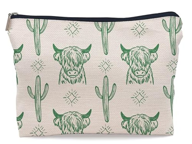 Lacosu Western green Makeup Bag,Western Gifts For Women,Cow Makeup Bag,Cowgirl Stuff,Western Stuff For Women,Western Gifts,Cowgirl Gifts(green)