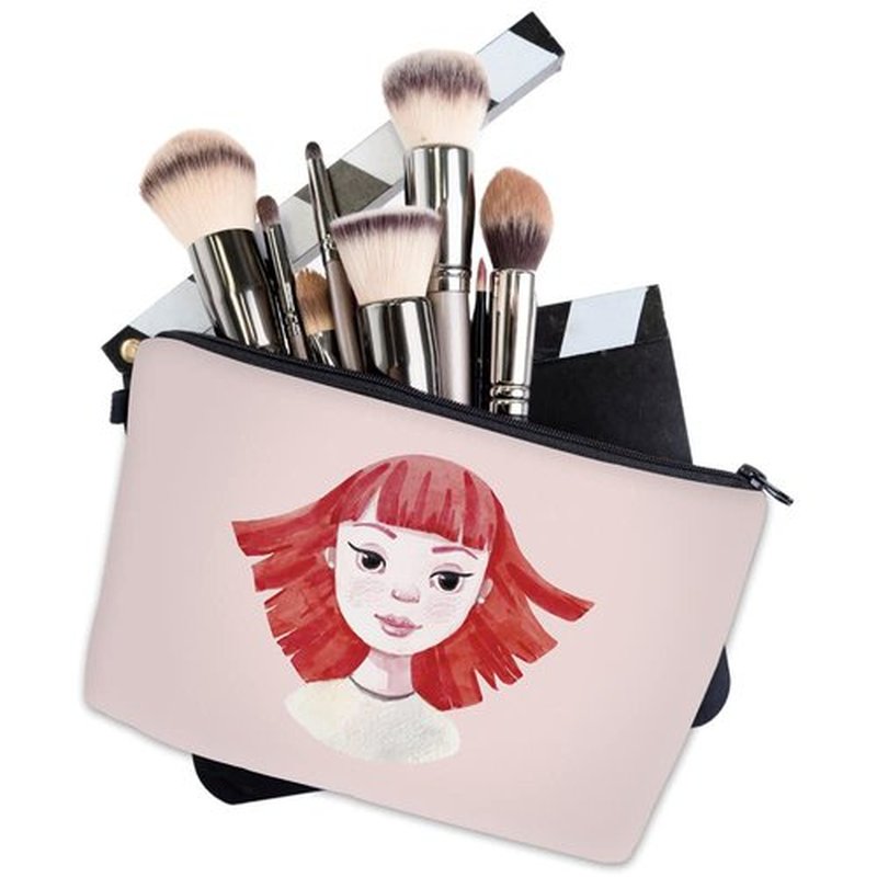 LOOMILOO Travel Makeup Bag Small, Toiletry Pouch Adorable Roomy Travel Water Resistant Cosmetic Purse Accessories Organizer Women Gift(Fashion Lady 55971)