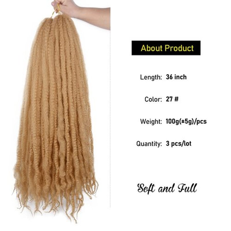 KGBFASS 36inch Brown Marley Twist Braiding Hair Super Long Kinky Curly Marley Braids Crochet Hair for Twists Synthetic Afro Marley Braid Faux Locs Butterfly Locks 3Pcs(27#)