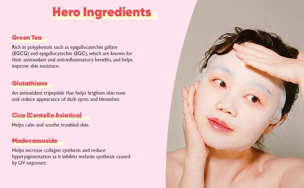 ParadiseGal Anti-Wrinkle Face Masks (10-Pack) Korean Skincare Infused with Collagen, Green Tea, Glutathione, Niacinamide & Ceramide - Hydrating Solution for Smooth, Youthful Skin