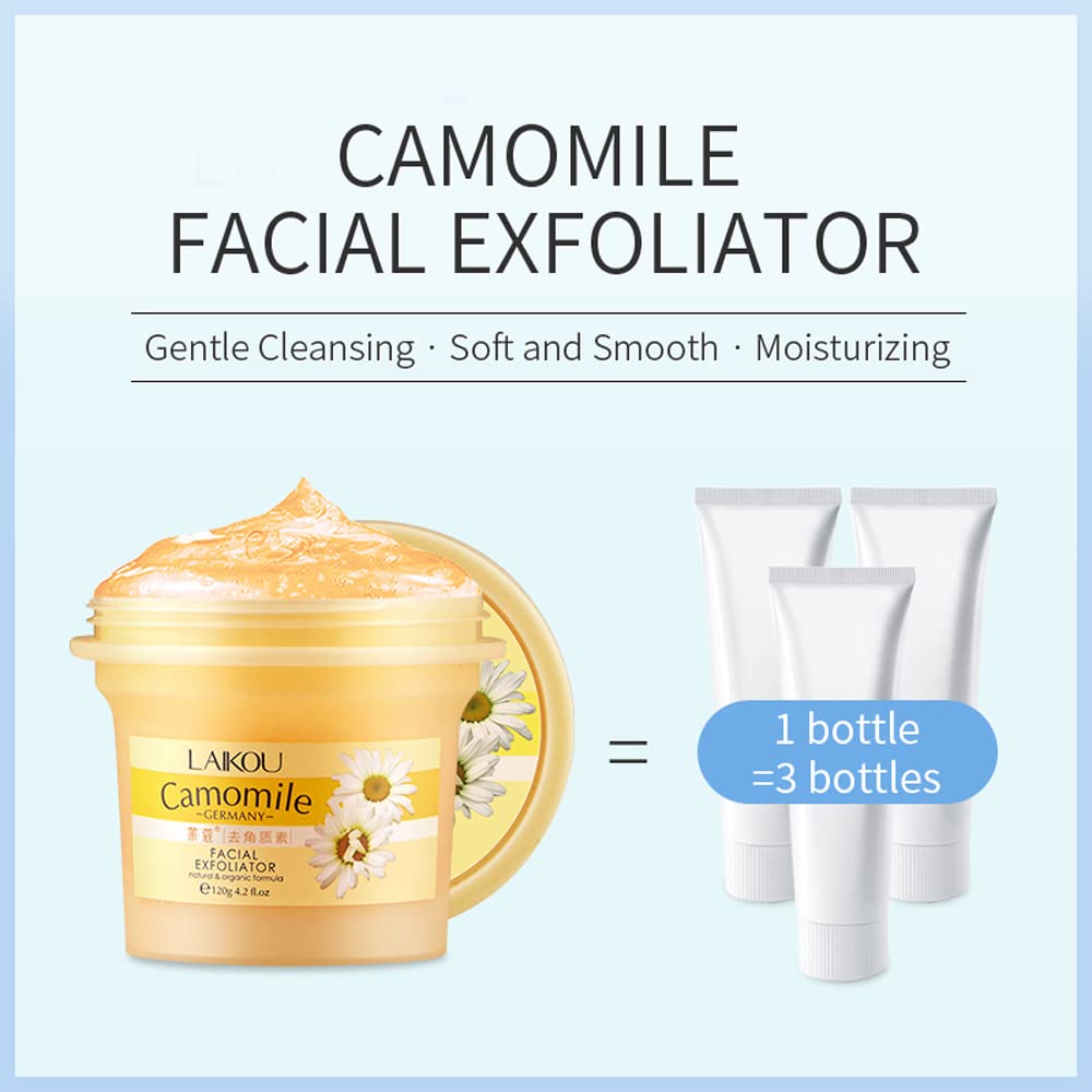 BEUKING Camomile Face Exfoliator Gel Scrub, Body & Facial Peeling Gel, Deep Clean Pores, Gentle Tender Skin Rubbing Mud,