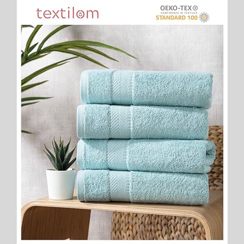 TEXTILOM Turkish Hand Towels for Bathroom – Hotel and Spa Quality & Soft & Absorbent & Quick Dry Bathroom Hand Towels – 100% Cotton Turkish Hand Towel Set of 4 (16 x 28 inches) - Aqua
