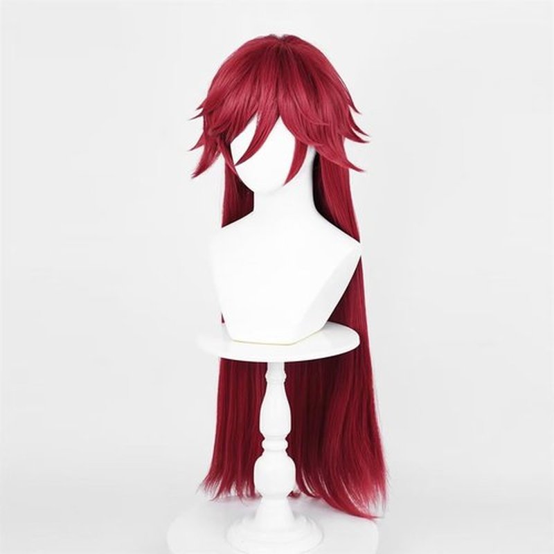 NiceLisa Mixed Deep Wine Red Long Grell Sutcliff Male Role Cosplay Costume Wig