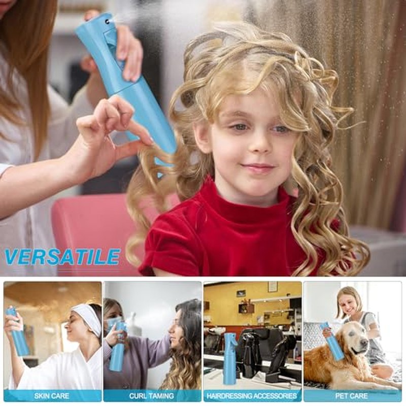 Continuous Spray Bottle for Hair (10.1oz/300ml) 2 Pack Mister Spray Bottles for Cleaning Empty Ultra Fine Water Mist Sprayer for Hairstyling Plant Garden Curly Hair Etc (Baby Blue)