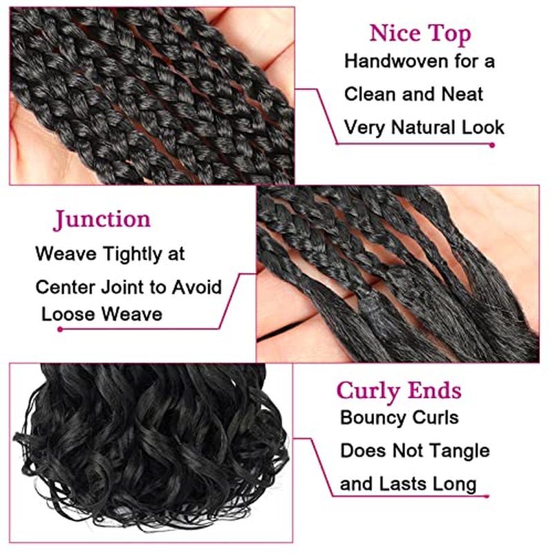 8 Packs French Curl Crochet Braids 18 Inch Goddess Box Braids Crochet Hair French Curly Braiding Hair Crochet Hair for Black Women French Curly Braids With Loose Wavy Ends Hair Extensions( 18 Inch (Pack of 8)，T27# )