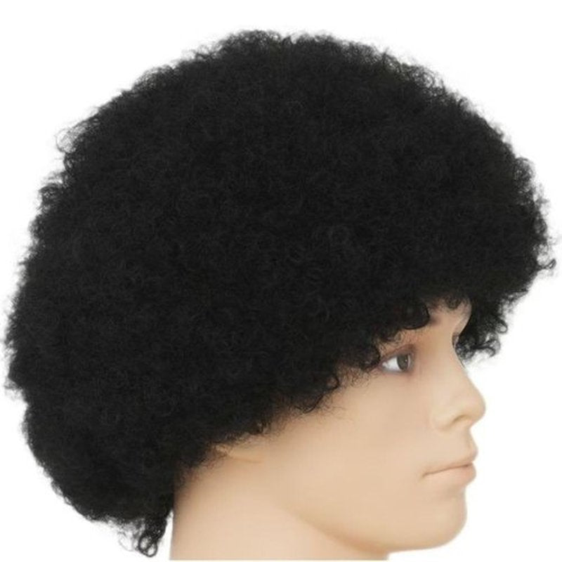 Salaibs Mens Black Afro Wig 70s Wig Curly Kinky Fancy Funny Disco Wigs Halloween 70s Costume Unisex Hair Wig for Black Men