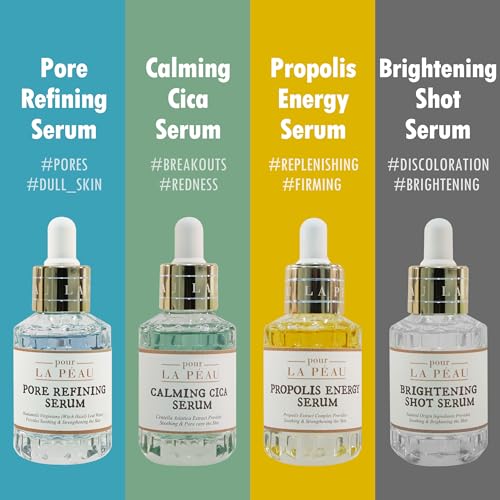 POUR LA PEAU Brightening Shot Serum | Skin Brightening Serum for Face | Organic Face Moisturizer Hyperpigmentation Serum | Hydrating Face Serum for Glowing Skin | Face Brightening Serum (1.01 Fl. Oz)