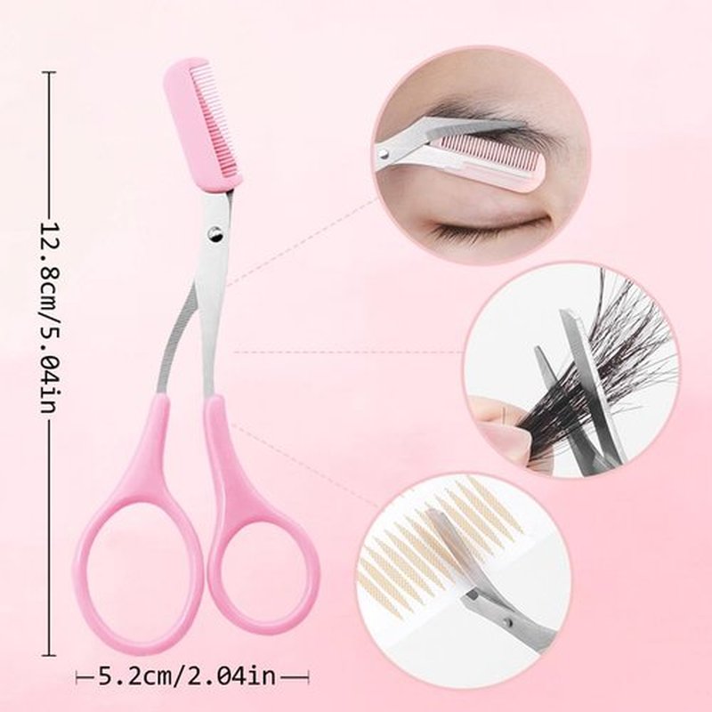 Eyebrow Trimmer Scissors for Women,Non-Slip Stainless Steel Eyebrow Scissors with Comb,2 in 1 Portable Professional Eyebrow Trimmer,Eyebrow Razor Makeup Tool (3 Pcs (White))