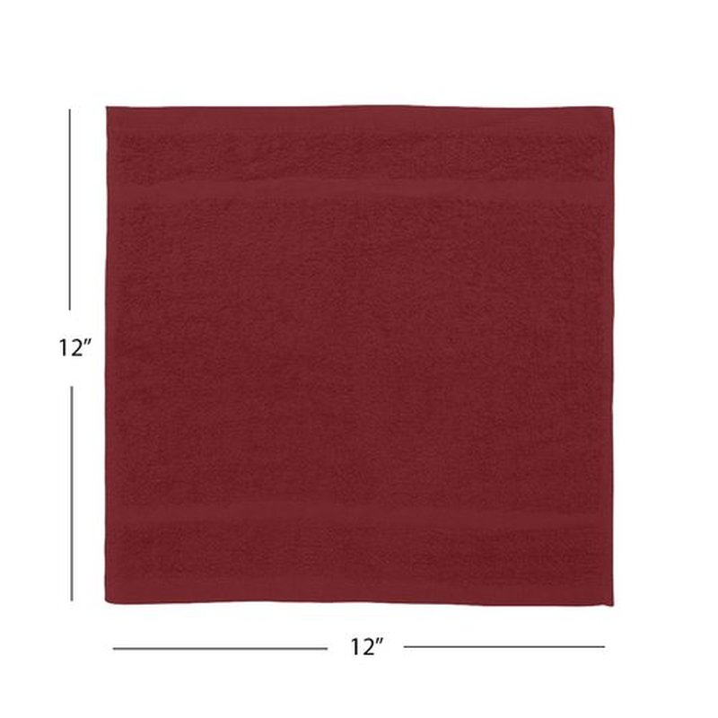 Avalon Towels Cotton Washcloths – (Pack of 24) Size 12x12 Inches, 100% Ring Spun Cotton, Soft & Absorbent Face Towels, Gym Towels, Hotel and Spa Quality, Reusable Fingertip Towels (Red)
