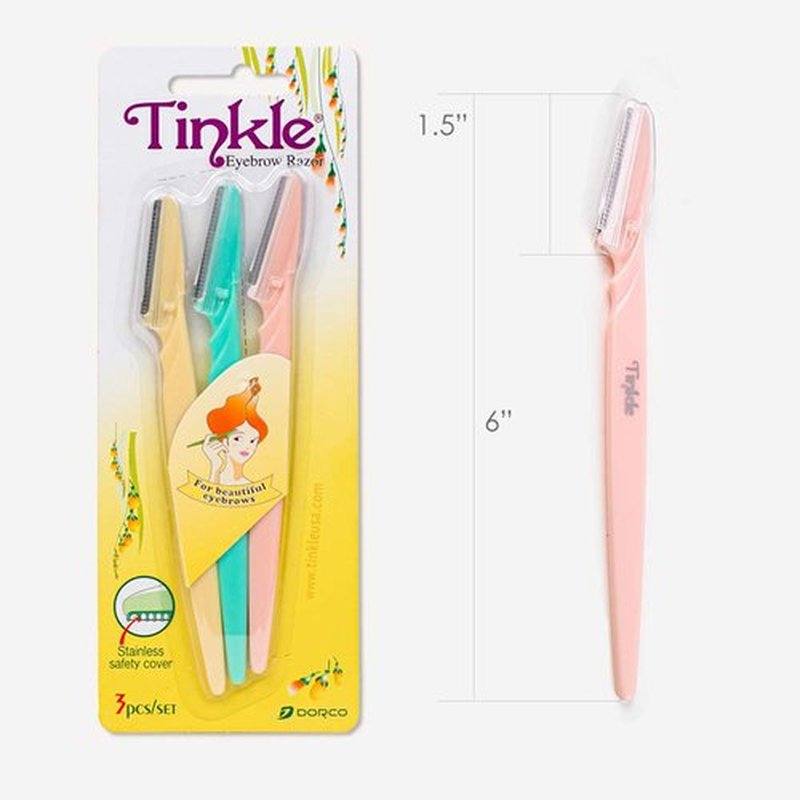 Dorco Tinkle Eyebrow Razors for Women, Dermaplane Razor 3 Razors , Eyebrow Trimmer Dermaplaning Tool for Safe and Easy Thanksgiving Gift, Stocking Stuffer (4 Packs of 3)